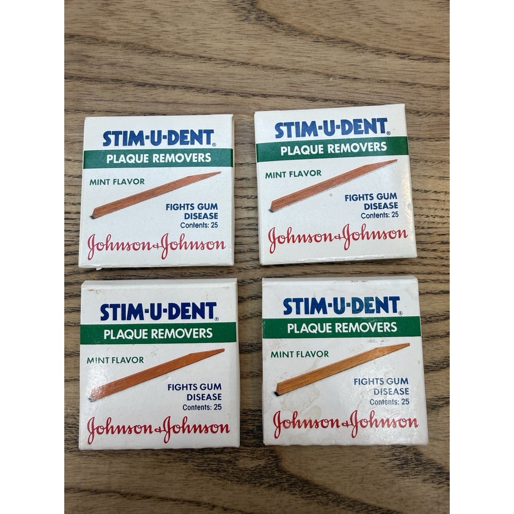 Vtg Lot Of 4 STIM-U-DENT Wood Plaque Removers New Mint